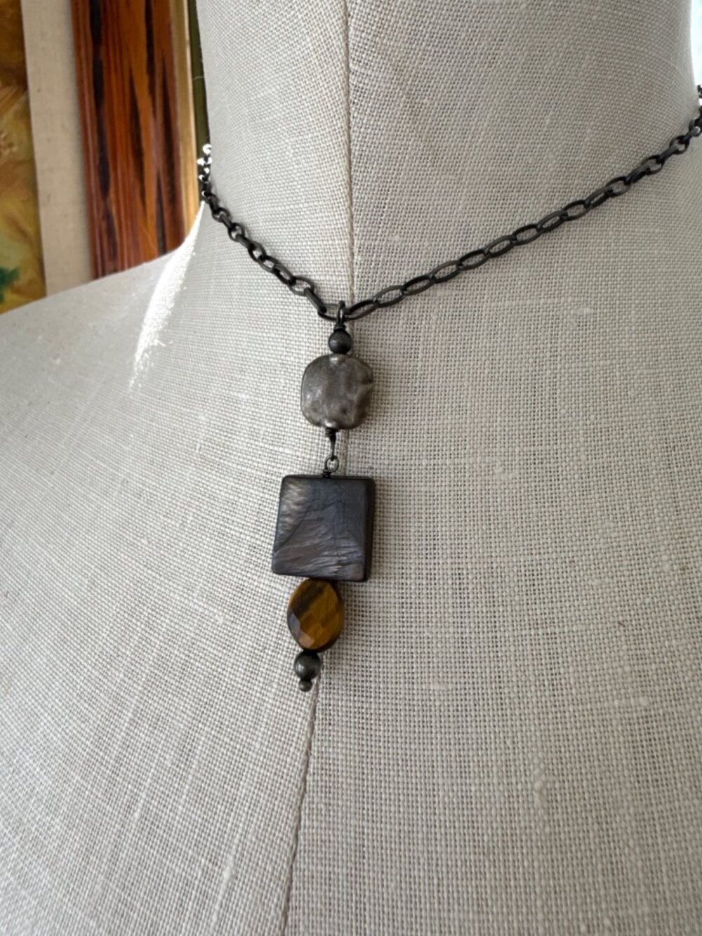 Vintage 90s Silpada "Tribute to Nature" TIgers Eye Abalone 925 Silver Pendant